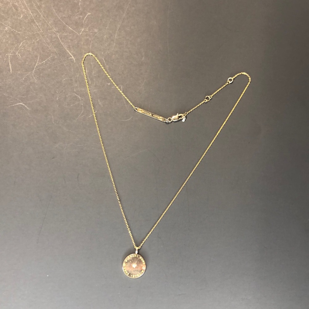 Micheal Kors Gold Chain with round Pendant